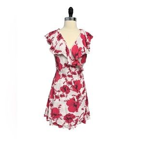 Free People French Quarter Pink And White Mini Wrap Dress-Small